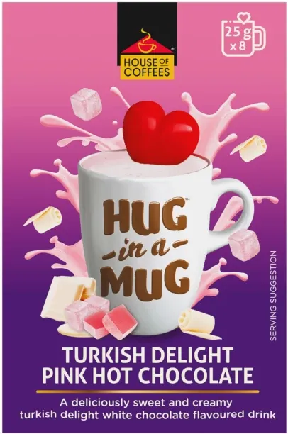 House of Coffees Hug in a Mug Turkish Delight Pink Hot Chocolate mix