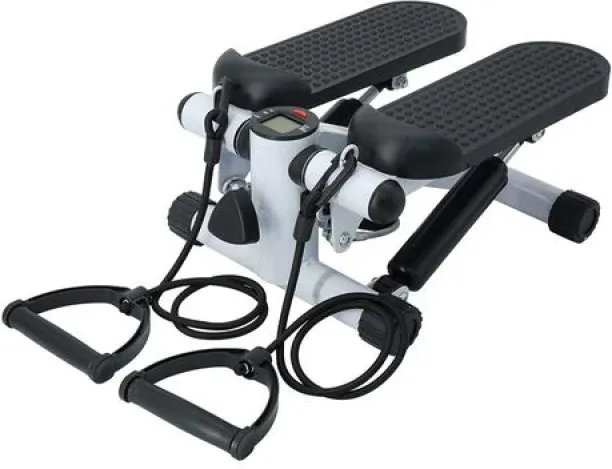 SA TRRADE Fitness Exercise Stepper Bike with Resistance Bands-White & Black Mini Exerciser Pedal Cy…