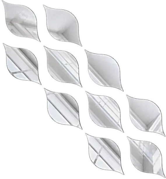 Premium 10 Piece Acrylic Leaf Shaped Decorative Mirror