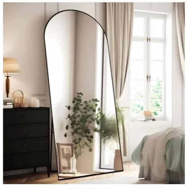 Novafurn Arched Full Length Black 190 x 90 cm, Floor Standing / Wall Mount Contemporary Style Decor…