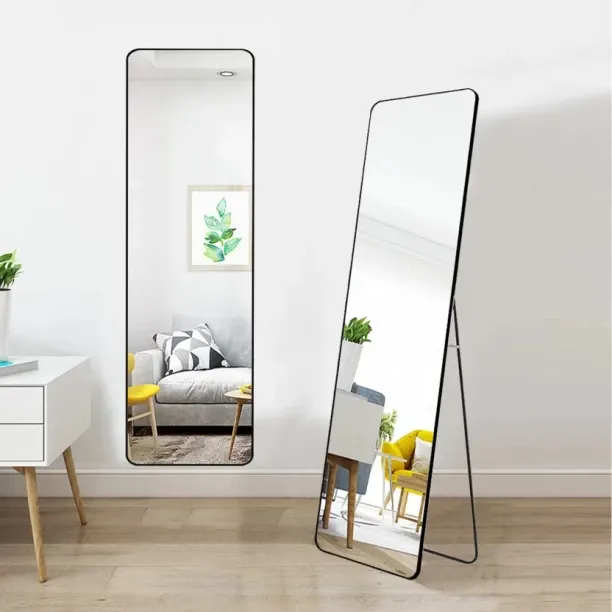 PrimePickSA Minimalist Full-Length Wall & Floor Mirror – 146cm x 36cm Black Frame, Versatile Design…