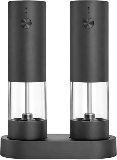 Lola 2pcs Electric Pepper & Salt Grinder Set Spice Mill with Storage Base Rechargeable 5 W Mixer Gr…