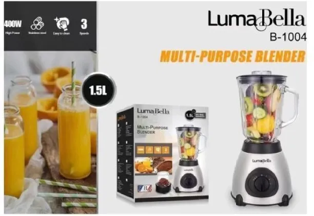 LumaBella LumaBella 1.5L Multi-Purpose Blender - 400W 400 W Blender & Grinder (1 Jar, Brushed Silve…