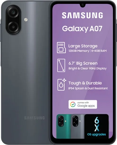 Samsung Galaxy A07 4G Dual Sim (Black, 128 GB)