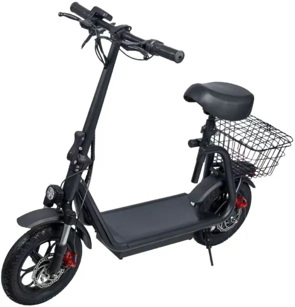 Scooter Folding Black Electric Scooter With Seat And Basket, Iong Battery Iife And Energy Saving. M…