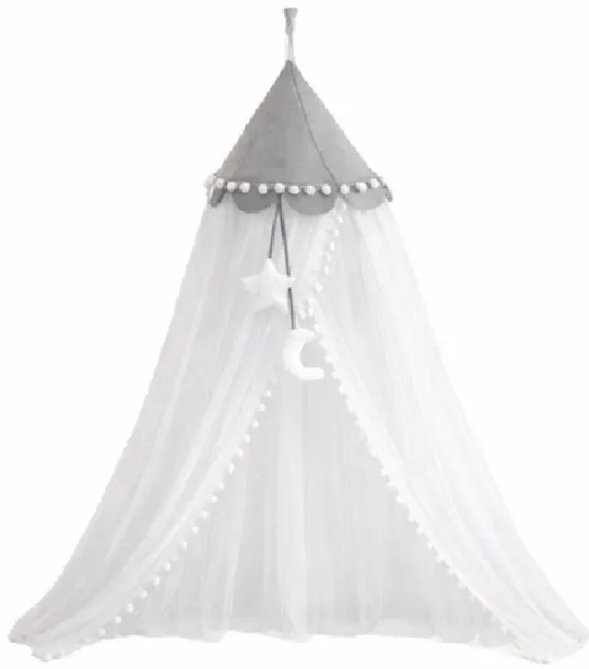 Top sale trader Cotton Kids Washable White Convenient Baby  with Grey Canopy Mosquito Net