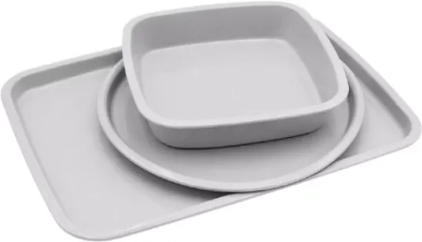 Takme Home Bakeware Set 3 Piece - Square Baking Dish, Round Pizza Pan & Rectangular Pan Carbon Stee…