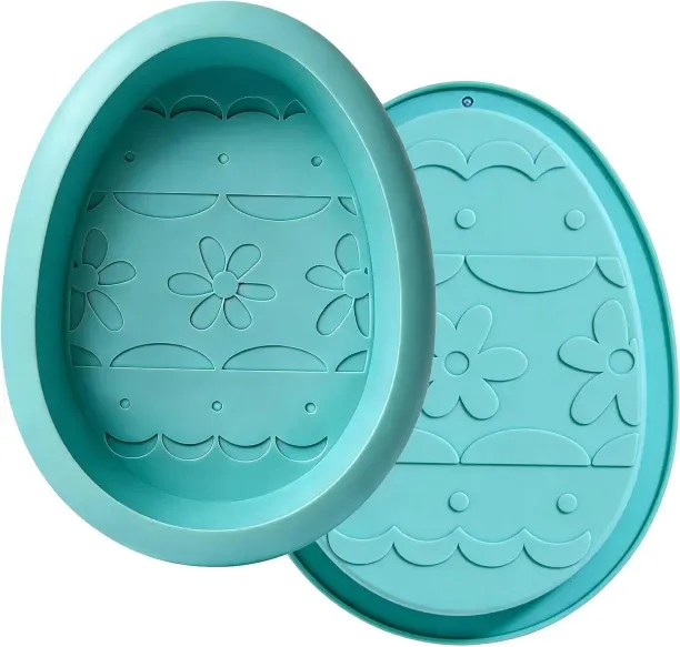 Shiyuan Egg Cake Pans, Easter Silicone Egg Chocolate Mold 2 Pack Large Breakable Egg Molds 7 Inch C…