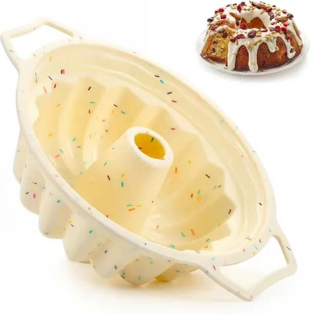 Junxidz 10.2 Inch Structure Fluted Cake Pan with Metal Reinforced Frame, Silicone Confetti Bakeware…