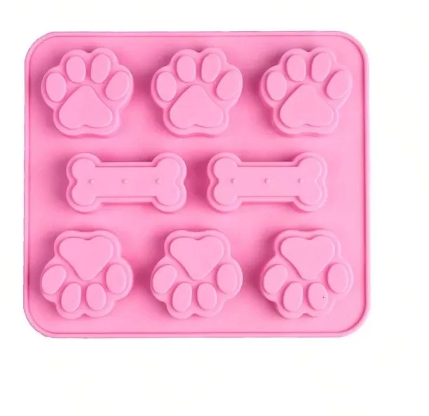 Huanix PP-1,1Pcs Animal Dog and Cat Bone and Paw Print Silicone Baking Pan flexible Baking Mold Dog…