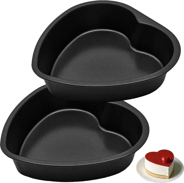 Junxidz 7 Inch Heart Shaped Cake Pans, 2 Pack Heart Cake Tin Baking Molds for Mother's Day, Wedding…