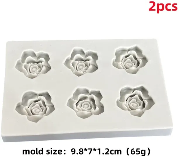 Huanix 2PCS A,6-Hole Rose Peony Silicone Mold Handmade Mini Flower Shaped Candy Chocolate Cake Surf…