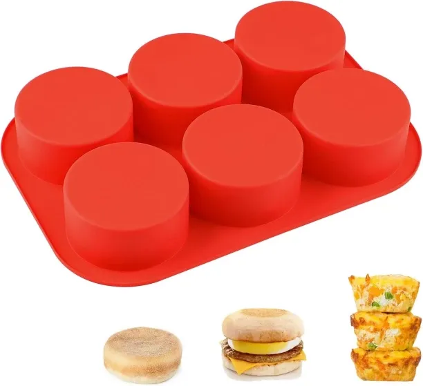 Junxidz Silicone Egg Bites Molds, Non-Stick 6-Cavity Muffin Cupcake Pans Deep 3 Inch Baking Mold fo…