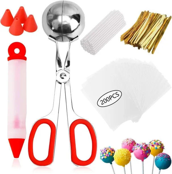 Junxidz Cake Pop Molds Kit 606PCS Lollipop Cake Pop Set, 1 Cake Pop Scooper and Decorating Pen, 200…