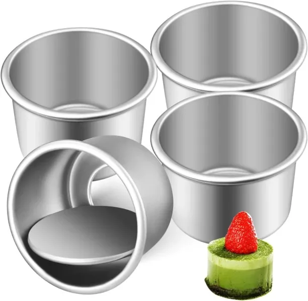 Junxidz 2Inch Cake Pan Set of 4, Nonstick Stainless Steel Smash Cake Pans, Round Mini Cake Pans Tin…