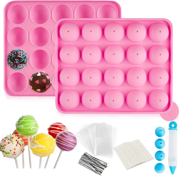 Shiyuan Cake Pop Mold Set of 262 - including 20 Cavities Silicone Cake Pop Molds, Cake Pop Sticks, …