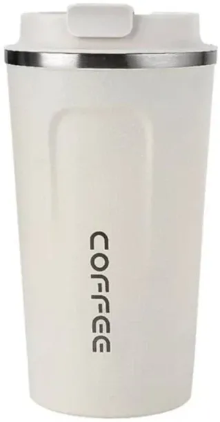SMTE 380 ml Stainless Steel Vacuum Travel Coffee - White Stainless Steel Coffee Mug