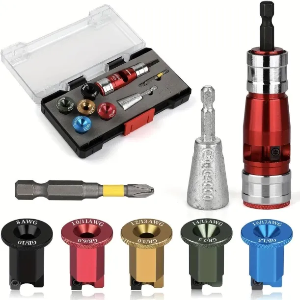 Zuosheng 8-in-1 Quick Change Wire Stripper Set for 8,10/11,12/13,14/15,16/17 AWG–Professional Drill…