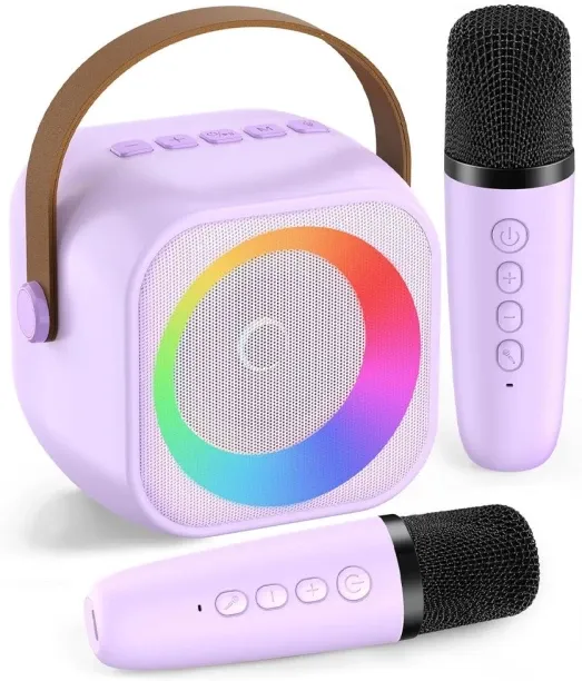 BezosMax Mini Karaoke Machine for Kids Adults, Portable Bluetooth Karaoke Speaker with 2 Wireless M…