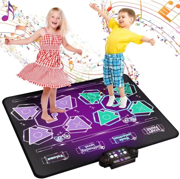 Bloo Children's music and dance carpet toy, with LED lights, 8 game modes, supports dual PK mode, a…