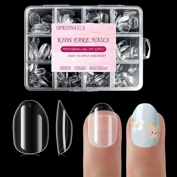 Liangheng Extra Short Almond Kid Nail Tips,360Pcs Soft Gel Nail Tips Pre-Shaped Press On Nails For …