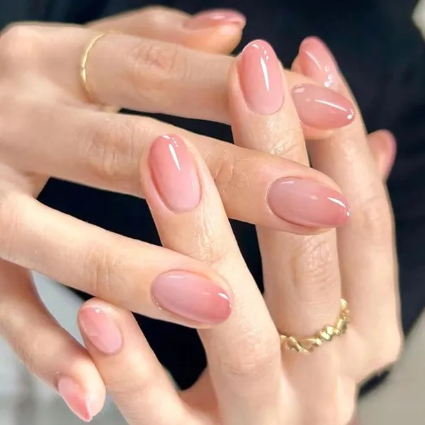 Lasonstiges 24Pcs Press on Nails Short with Pink Gradient Designs, TIMMOKO Square Valentine's Day P…