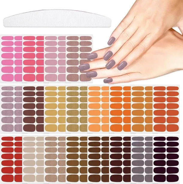 Lasonstiges 20 Sheets 280 Pieces Solid Nail Polish Strips for Women Girls Nails Gel Strips Solid Na…