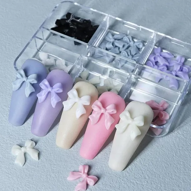 Lasonstiges 30Pcs 3D Bow Nail Art Decorations Colorful Bowknot Nail Accessories Bow Nail Rhinestone…