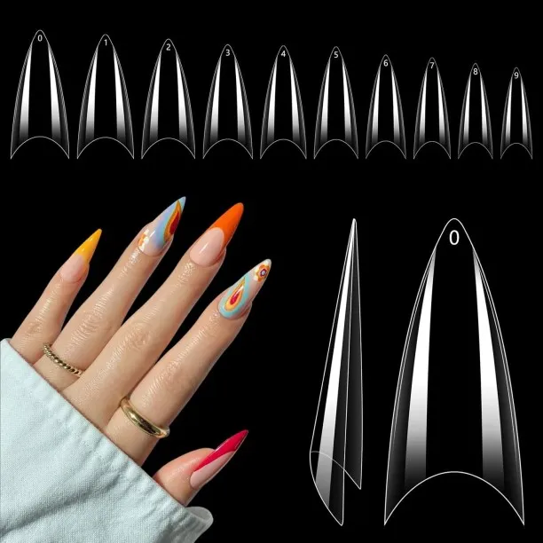 Lasonstiges 500PCS Clear Stiletto Nail Tips, Soft Gel Nail Tips for Acrylic Nails Professional, Sho…