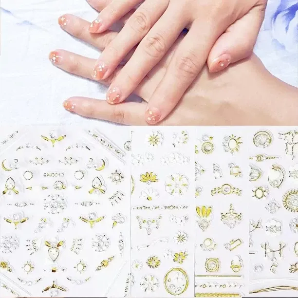 Lasonstiges Nail Art Stickers 3D Diamond Nail Decals Self Adhesive Nail Stickers for Nail Art Desig…