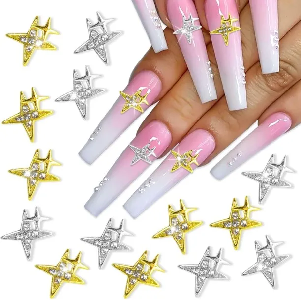 Lasonstiges 20 Pcs 3D Stars Nail Charms for Women Girls Nail Art 3D Stars Rhinestones Jerwelrys for…