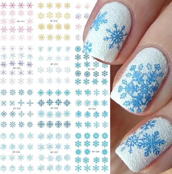 Lasonstiges Christmas Nail Art Stickers Winter Water Transfer Nail Stickers Snowflake Water Transfe…