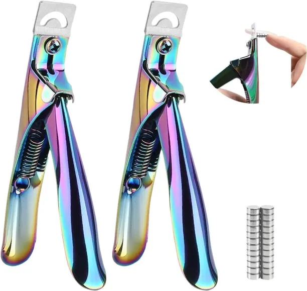 Liangheng Acrylic Nail Clippers with Sizer Magnets 2pcs, Fake Nail Tips Cutters for Nail Tips Profe…