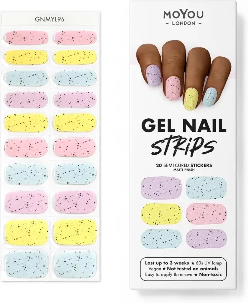 Lasonstiges MoYou London Semi-Cured Gel Nail Strips, 20 Pc. Gel Wraps for Nails, Get 1 Free UV Lamp…
