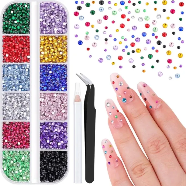 ZZP 5000Pcs Small Resin Rhinestones for Nail Art, Colorful Rhinestone 2/3MM Flatback Bedazzling Gem…