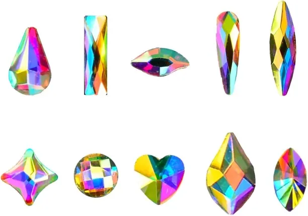 Lasonstiges Massive Beads Mixed Flat Back Crystal Rhinestones Gems for 3D Nail Art Phone DIY (10Sha…