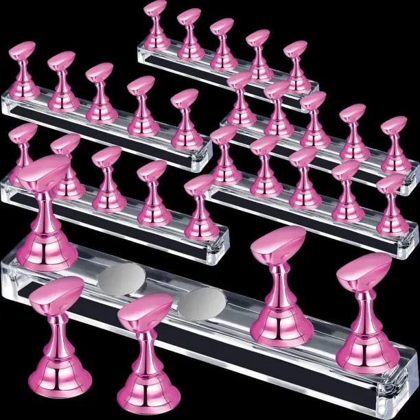 Liangheng 6 Sets Magnetic Nail Tip Display Holder Acrylic Display Stand Nail Tip Practice Art Train…