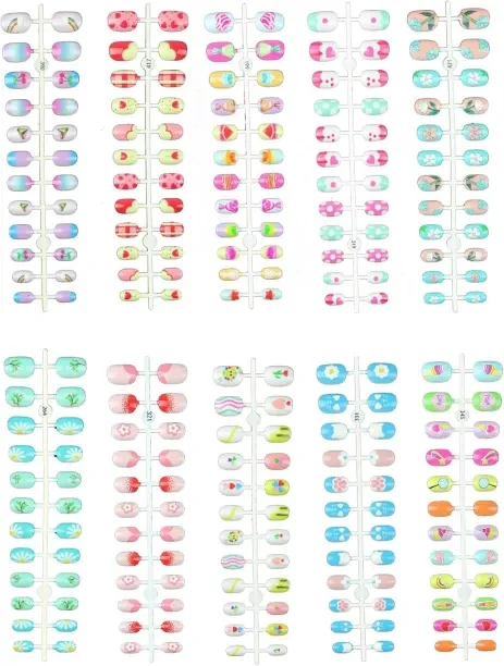 Lasonstiges 240 Pieces Kids Press on Nails for Girls,Children Fake Nails Lovely Gift Short Press On…