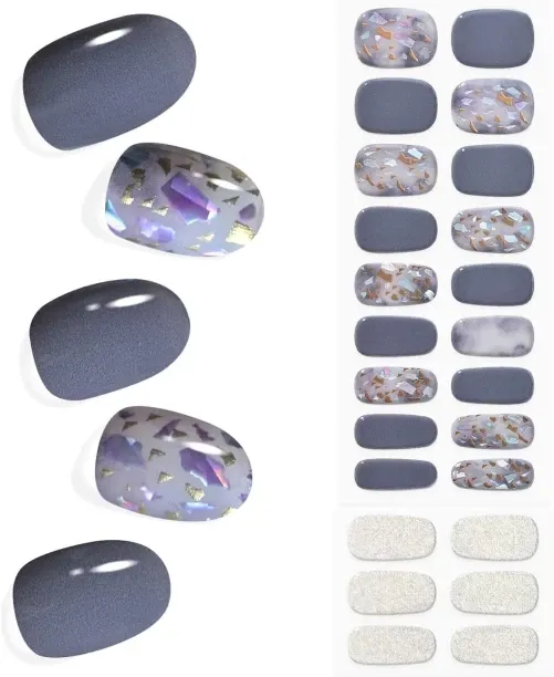 Lasonstiges Semi Cured Gel Nail Stickers Long Lasting Nail Polish Wraps Salon-Quality Semi-Cured Ge…