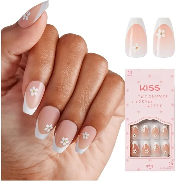 Liangheng | The Summer I Turned Pretty French Tip Press On Nails, ‘Sunlit Days’, Medium Coffin, Inc…