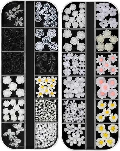 Lasonstiges Mixed 3D Nail Art Gem Decoration Accessories Kit AB Nail Crystal Rhinestones Multi Shap…