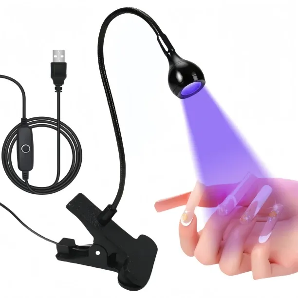 Fariedl Gooseneck manicure lamp, UV curing purple light therapy nail lamp, quick drying and no dirt…