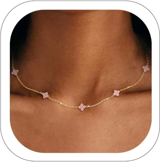 Jingchao Birthstone Gold Necklace for Women Dainty Non Tarnish Gold Plated Diamond Choker Necklaces…
