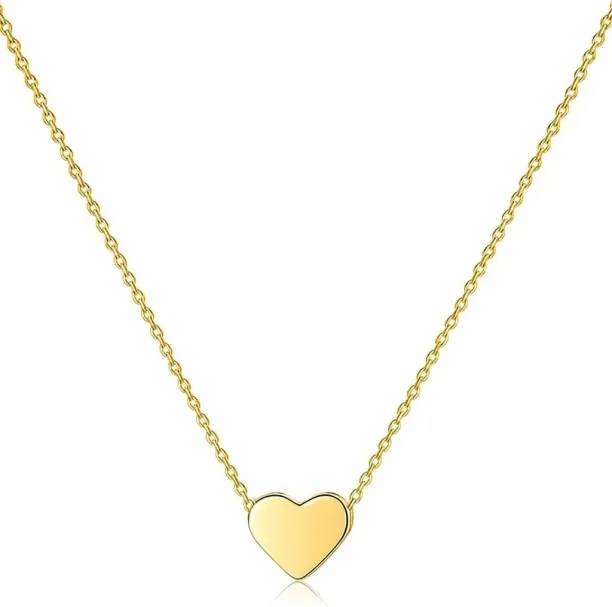 Pofufusm Heart Necklace for Women,Dainty Gold/Silver Plated Love Pendant, Cute Tiny Heart Choker, S…