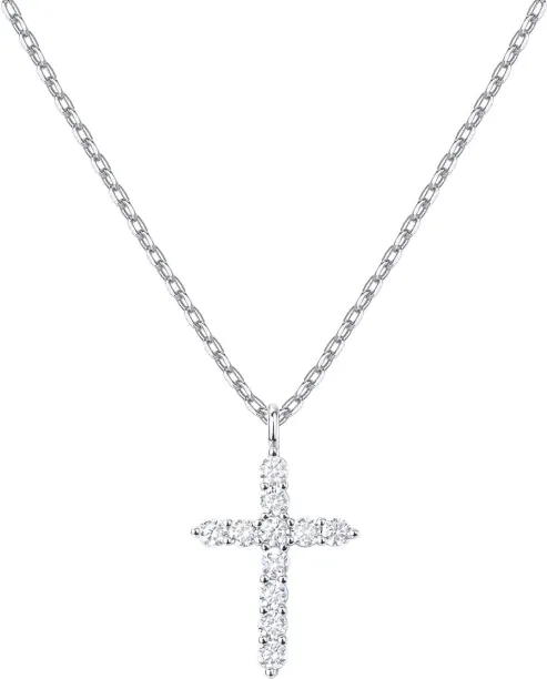 Jingchao Gold Plated Cubic Zirconia Cross Necklace for Women | Cross Faith Pendant Necklaces Metal …