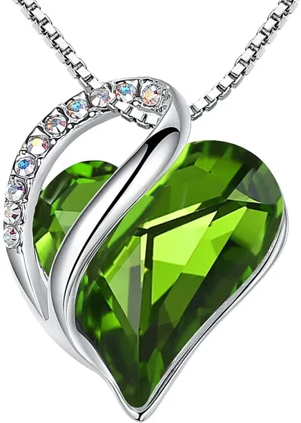 OMGift Necklaces for Women, Infinity Love Birthstone Heart Crystal Pendant, Birthday Jewelry Gifts …