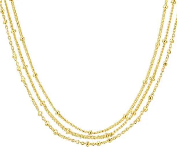 Pofufusm Gold Plated Dainty Layering Necklaces for Women | Snake Chain, Curb Link, Paperclip Layere…