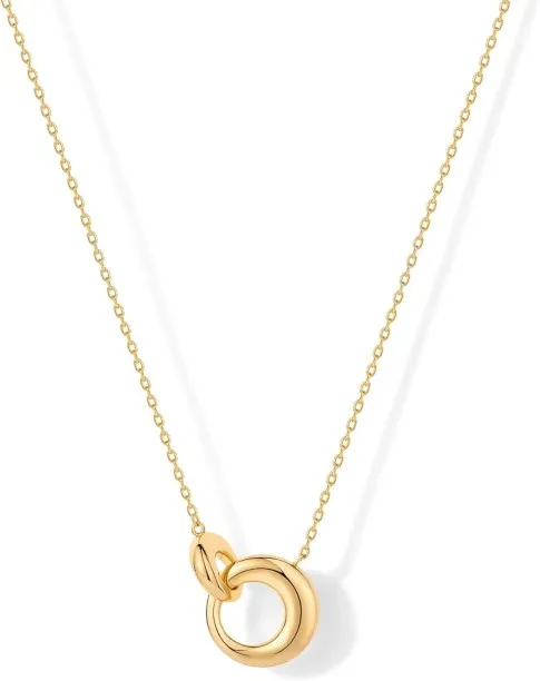 Pofufusm Gold Plated Dainty Interlock Pendant Necklace for Women | Circle Link Pendant Necklaces Me…