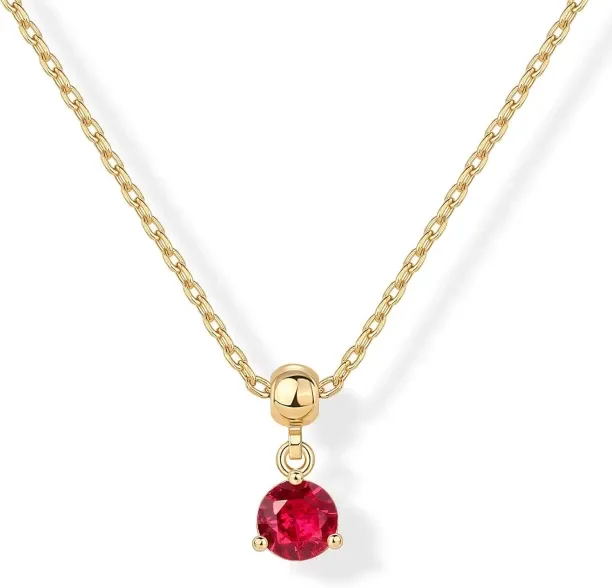 Jingchao Gold Plated Dainty Birthstone Necklaces with Charms - Adjustable Chain Gold Charm Birthsto…