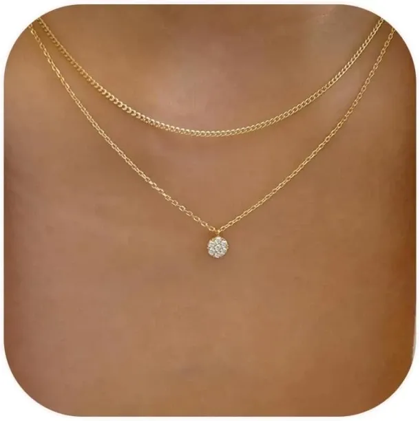 Jingchao Gold Necklaces for Women Diamond Elegant Dainty Choker Layered Necklace Simple Trendy Jewe…